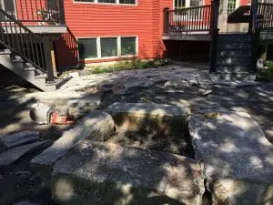 stone walkway installation performed by professional hardscapers in southern maine