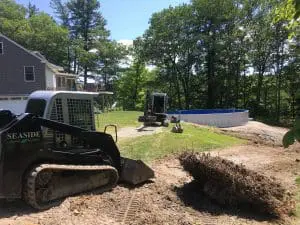 groundwork being performed for a pool installation