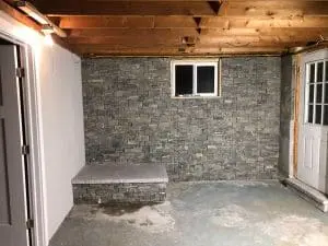 stone wall installation inside a home