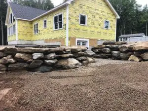 professional landscaping and hardscaping at a new home in southern maine
