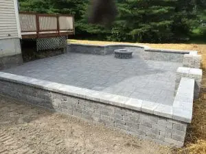 stone patio and retaining walls professionally installed in southern maine