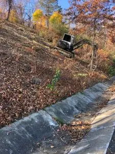 a seaside landscaping machine performing site work