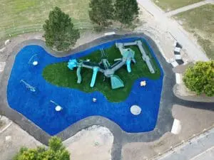 a playground with professional site work done by Seaside Landscaping