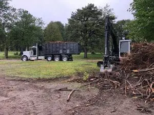 heavy machinery working to clear a lot